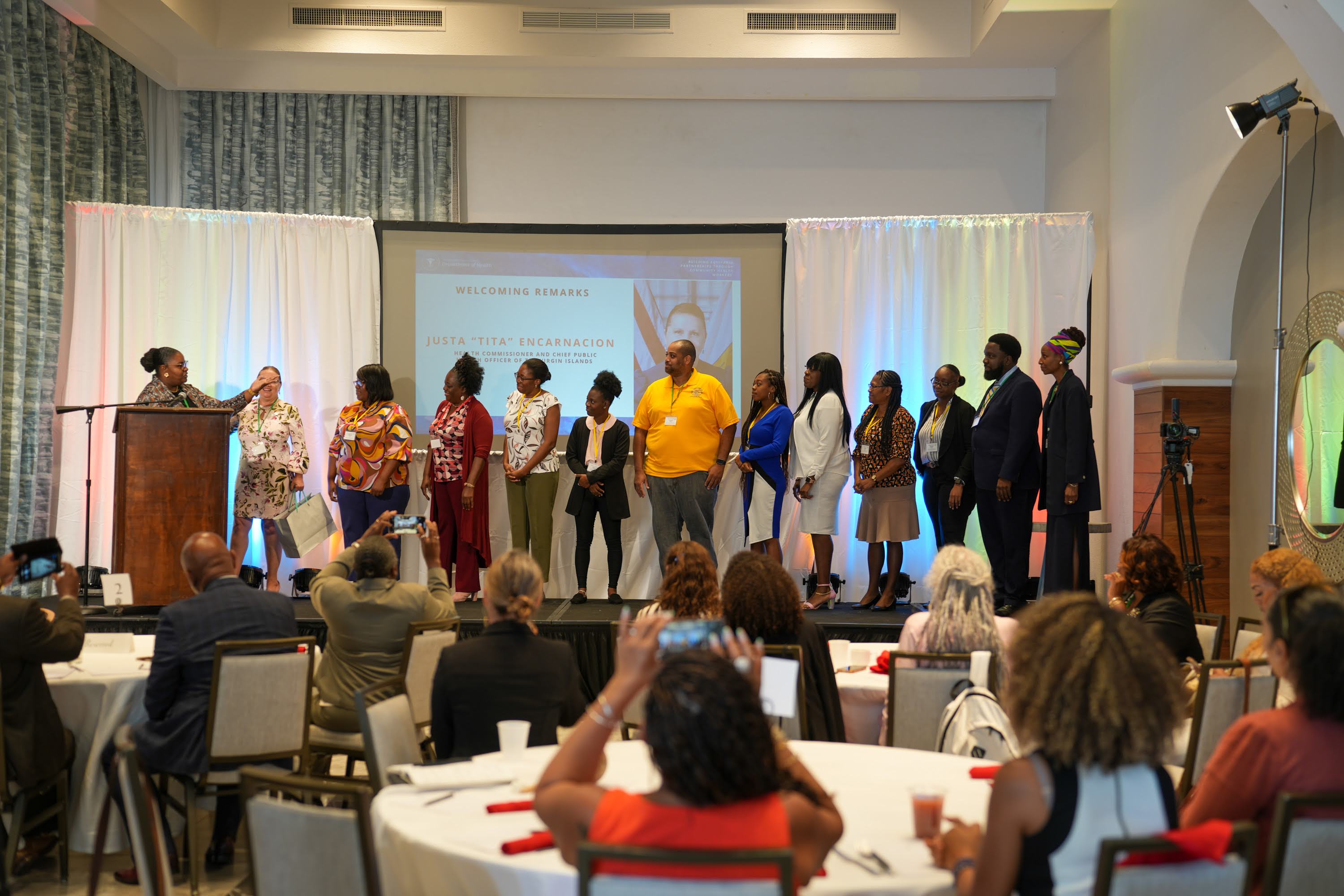 Movement and wellness activity with participants in a circle